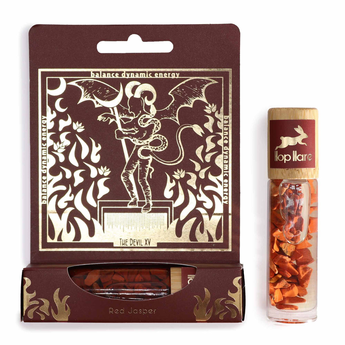 Tarot Roll-On "The Devil" – äth. Öle & Roter Jaspis für Balance