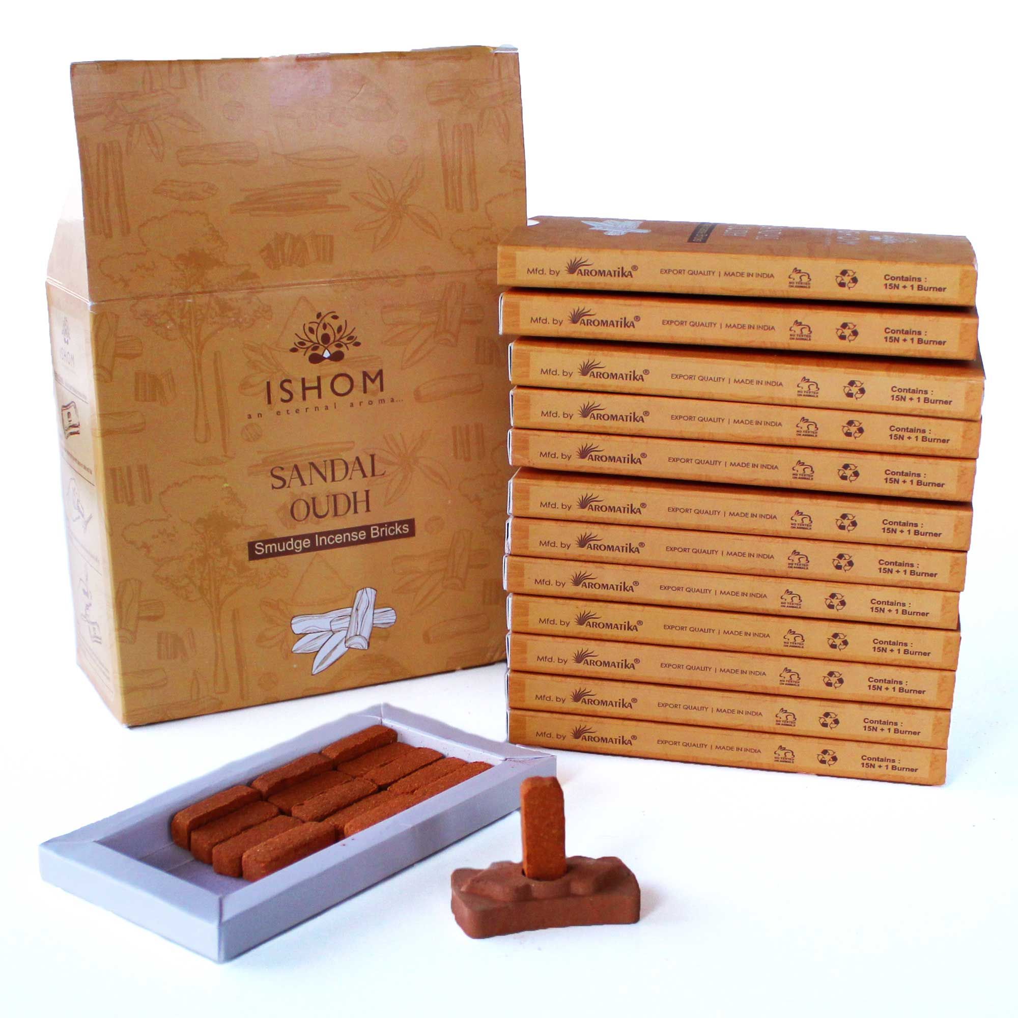 Räuchersteine Sandelholz & Oud – mit Terrakotta-Halter