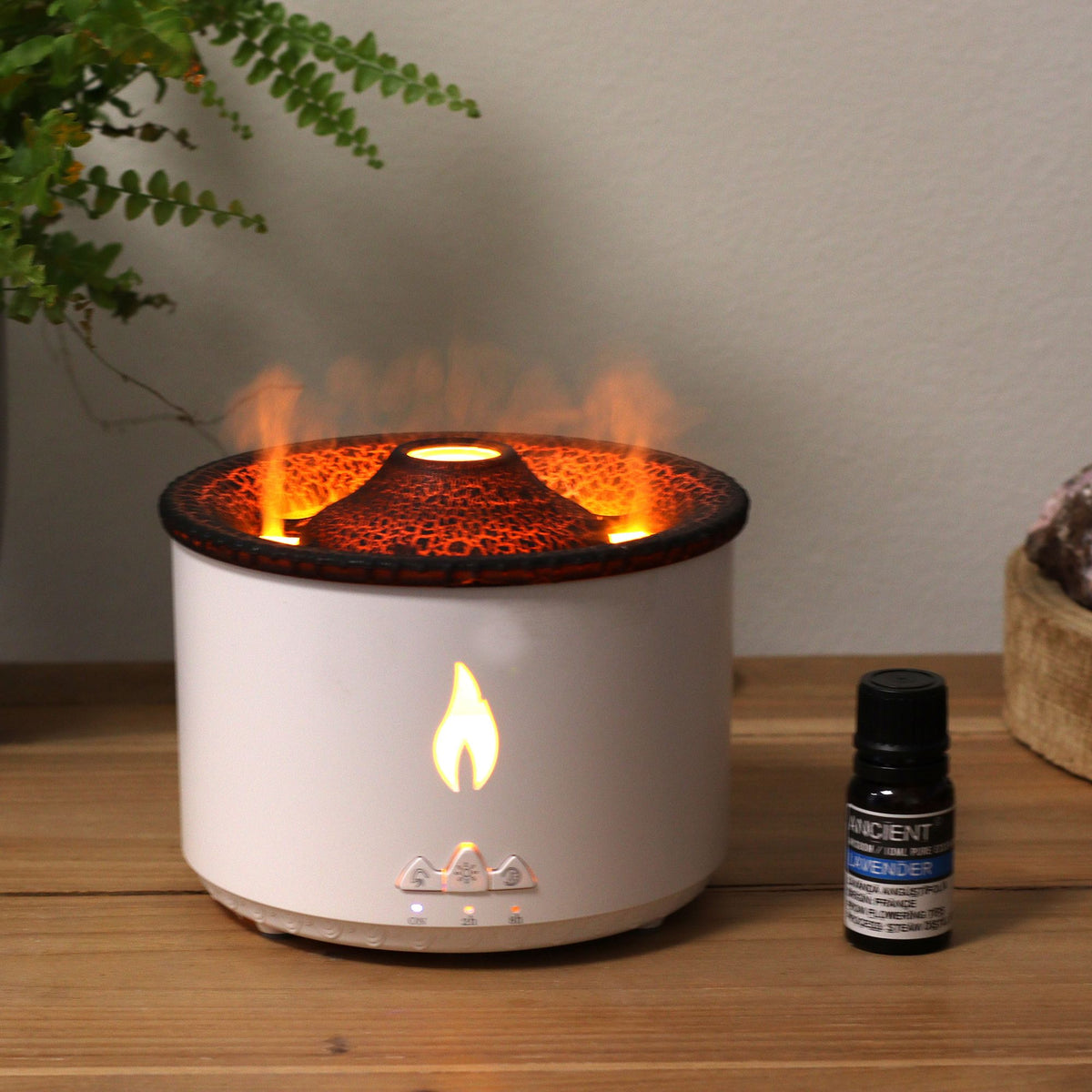 Volcano - Mittlerer Aromadiffuser mit 3D-Vulkan- & Flammeneffekt, Farbwechsel und Fernbedienung