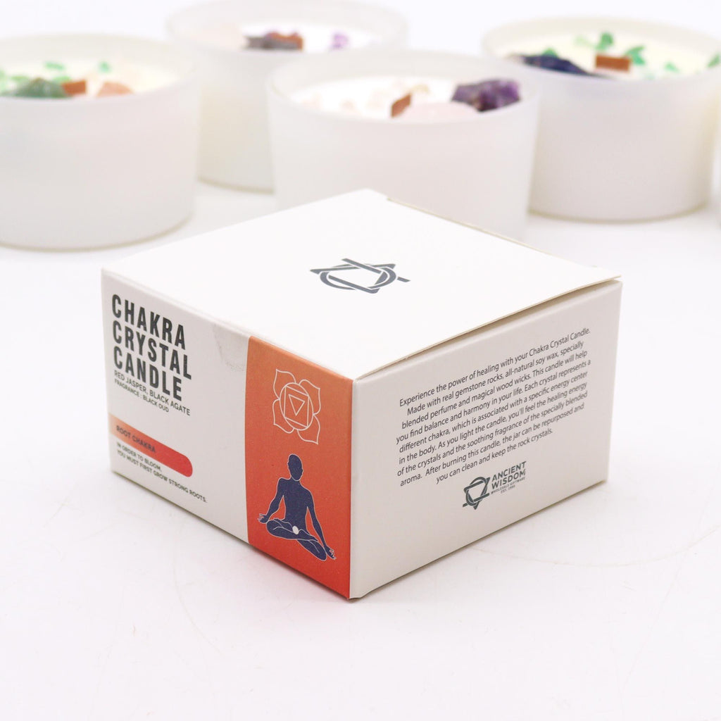 Chakra-Kristallkerze - Wurzelchakra für Stabilität & Stärke