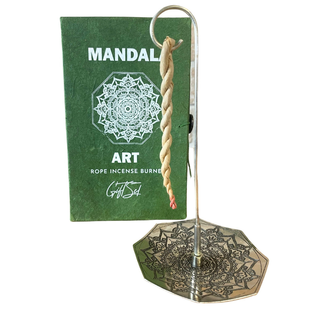 Räucherseil-Set Mandala – mit silberfarbenem Halter