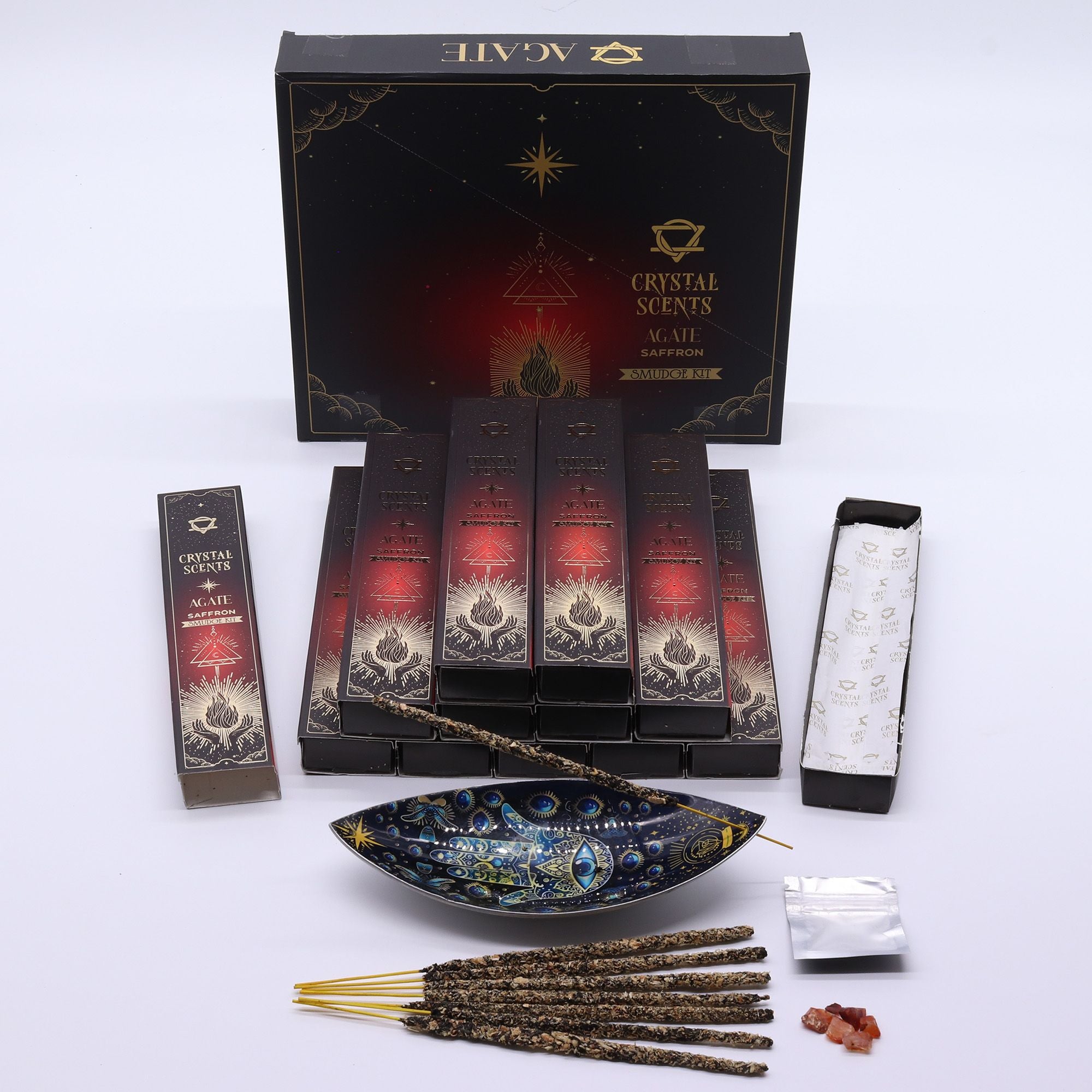 Crystal Scents Räucherstäbchen mit Roter Achat – Saffran