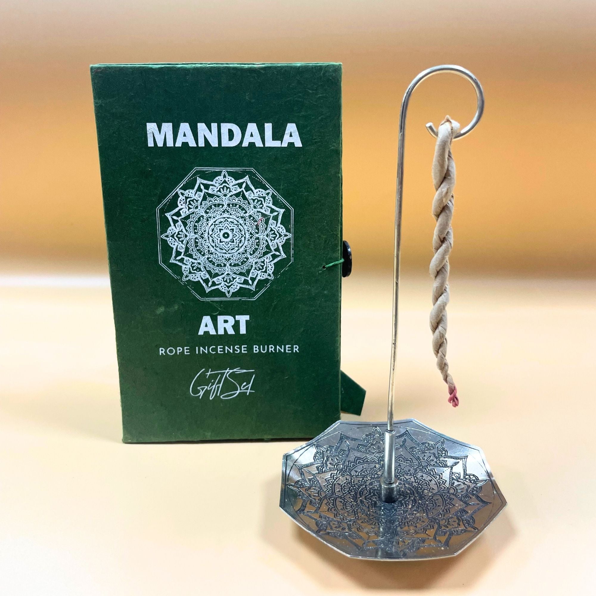 Räucherseil-Set Mandala – mit silberfarbenem Halter