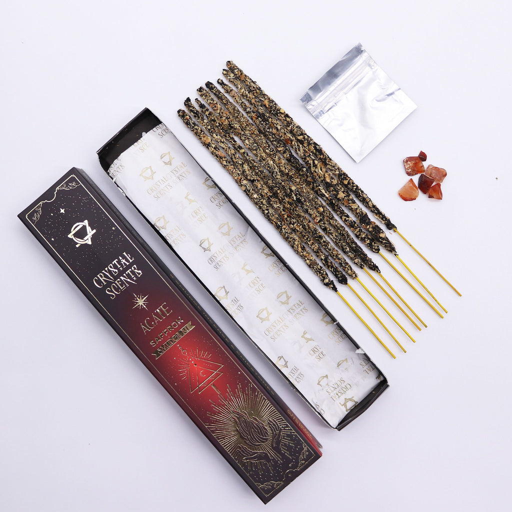 Crystal Scents Räucherstäbchen mit Roter Achat – Saffran