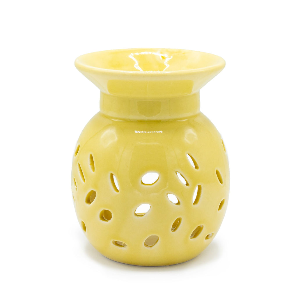Florale Duftlampe aus Keramik - Sonnengelb