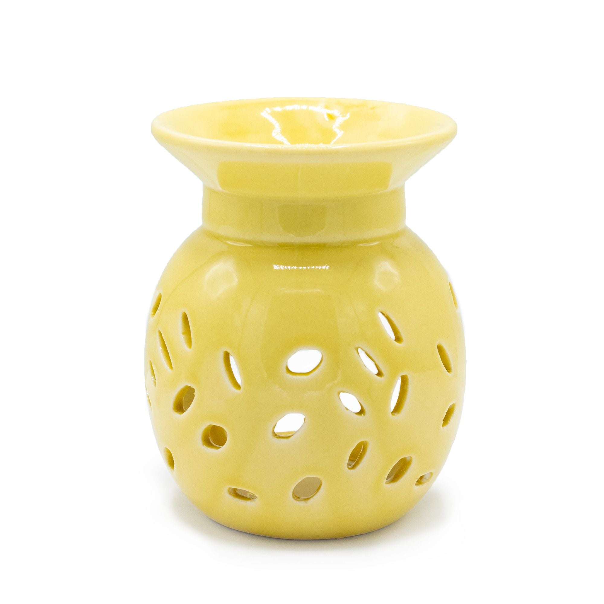 Florale Duftlampe aus Keramik - Sonnengelb