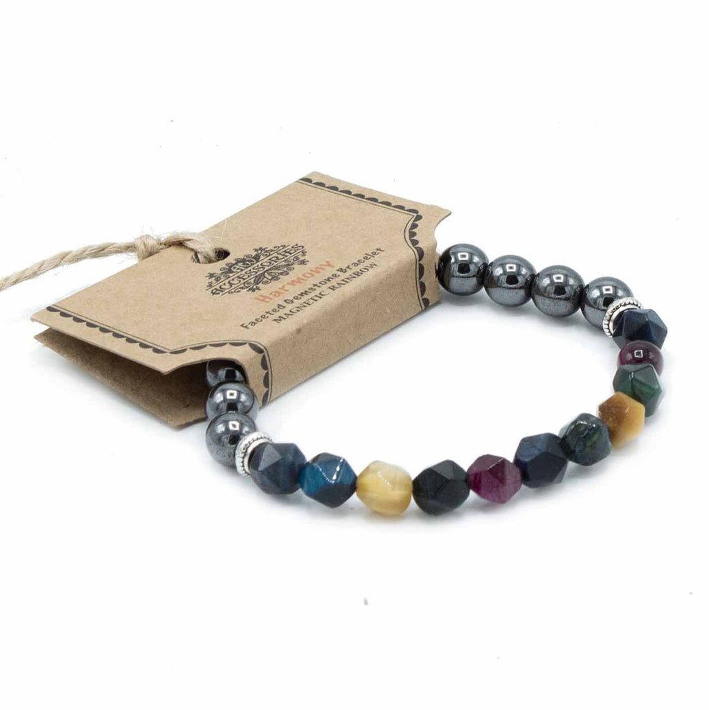 Facettiertes Edelsteinarmband in Regenbogenfarben