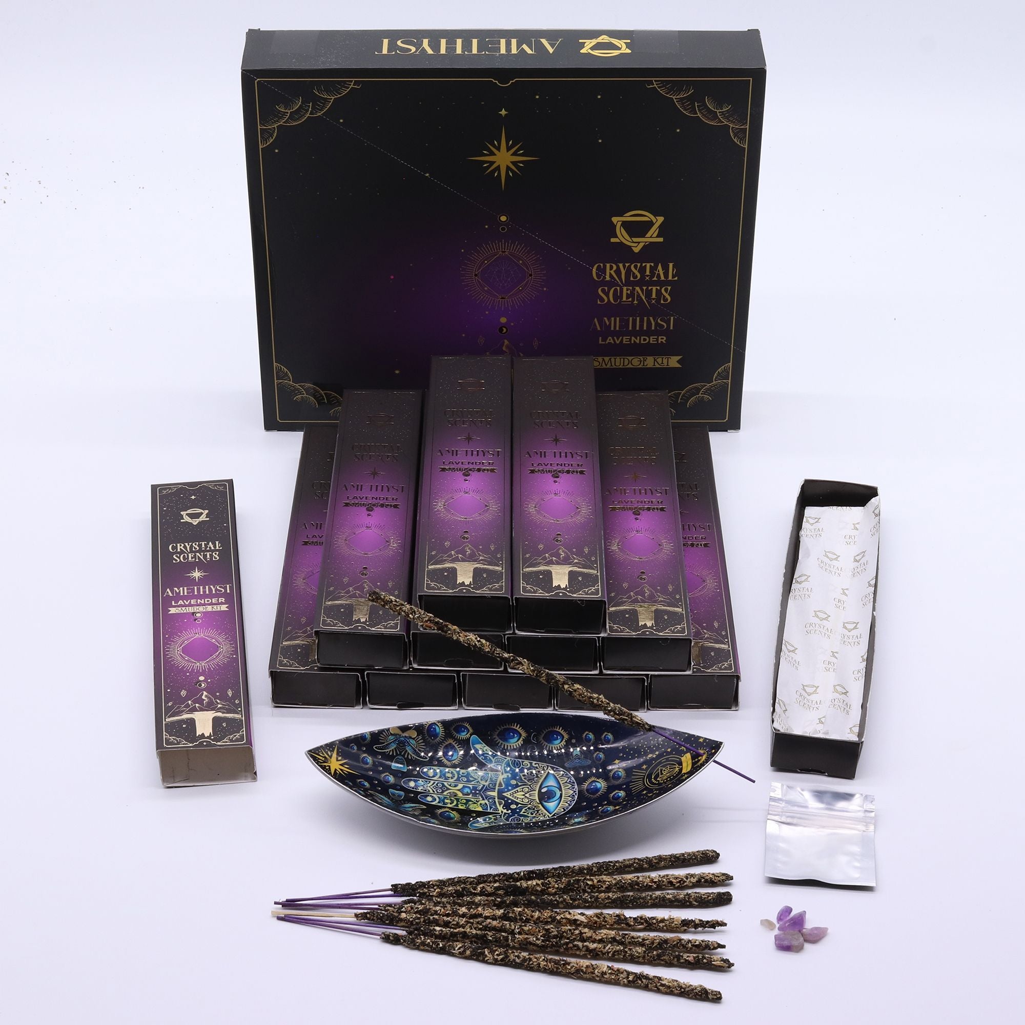 Crystal Scents Räucherstäbchen mit Amethyst – Lavendel