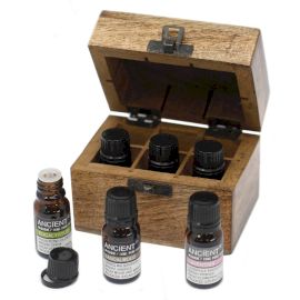 Ätherische Öle Set 6-teilig – mit handgeschnitzter Mangoholzbox