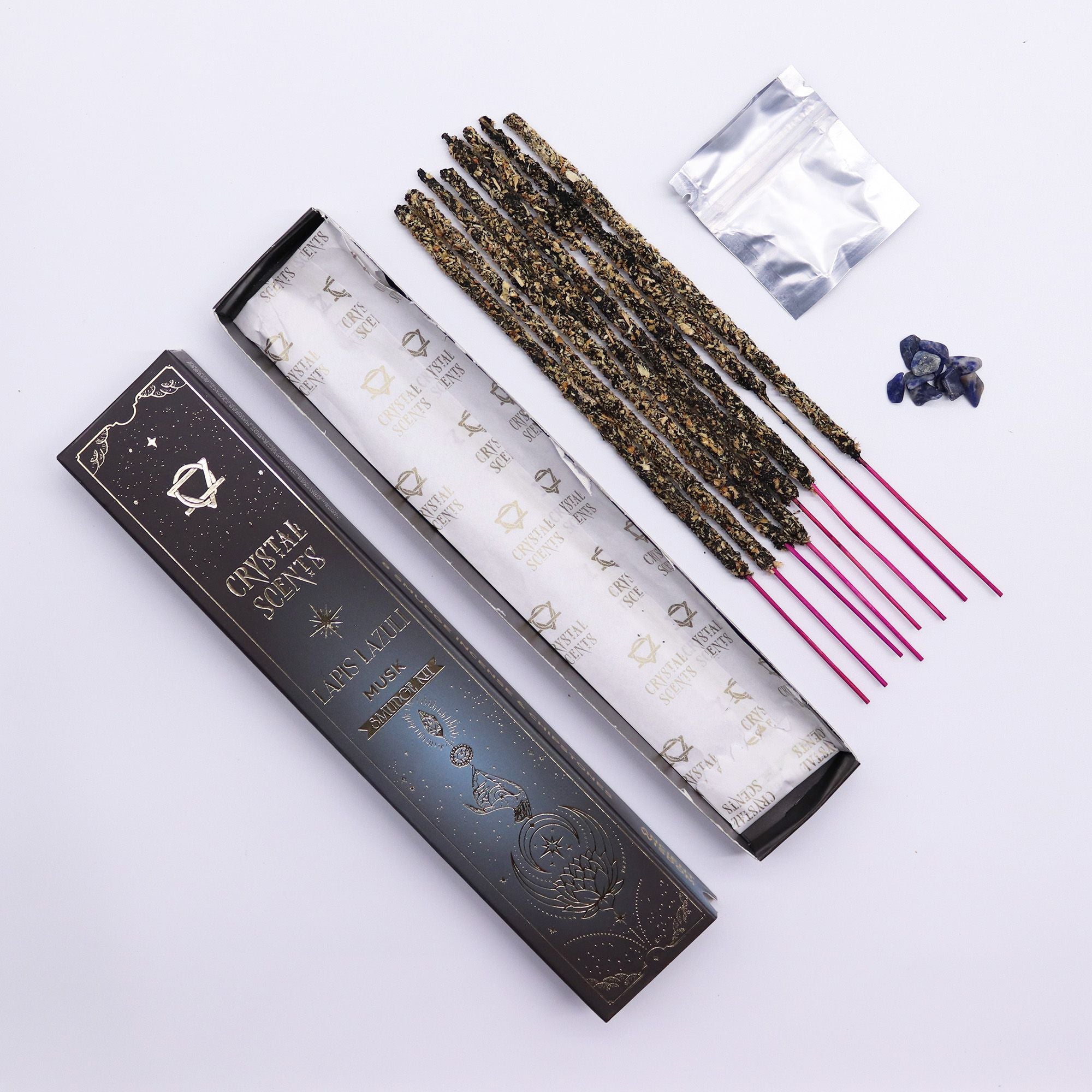 Crystal Scents Räucherstäbchen mit Lapislazuli – Moschus