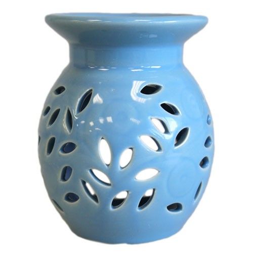Florale Duftlampe aus Keramik - Meeresblau