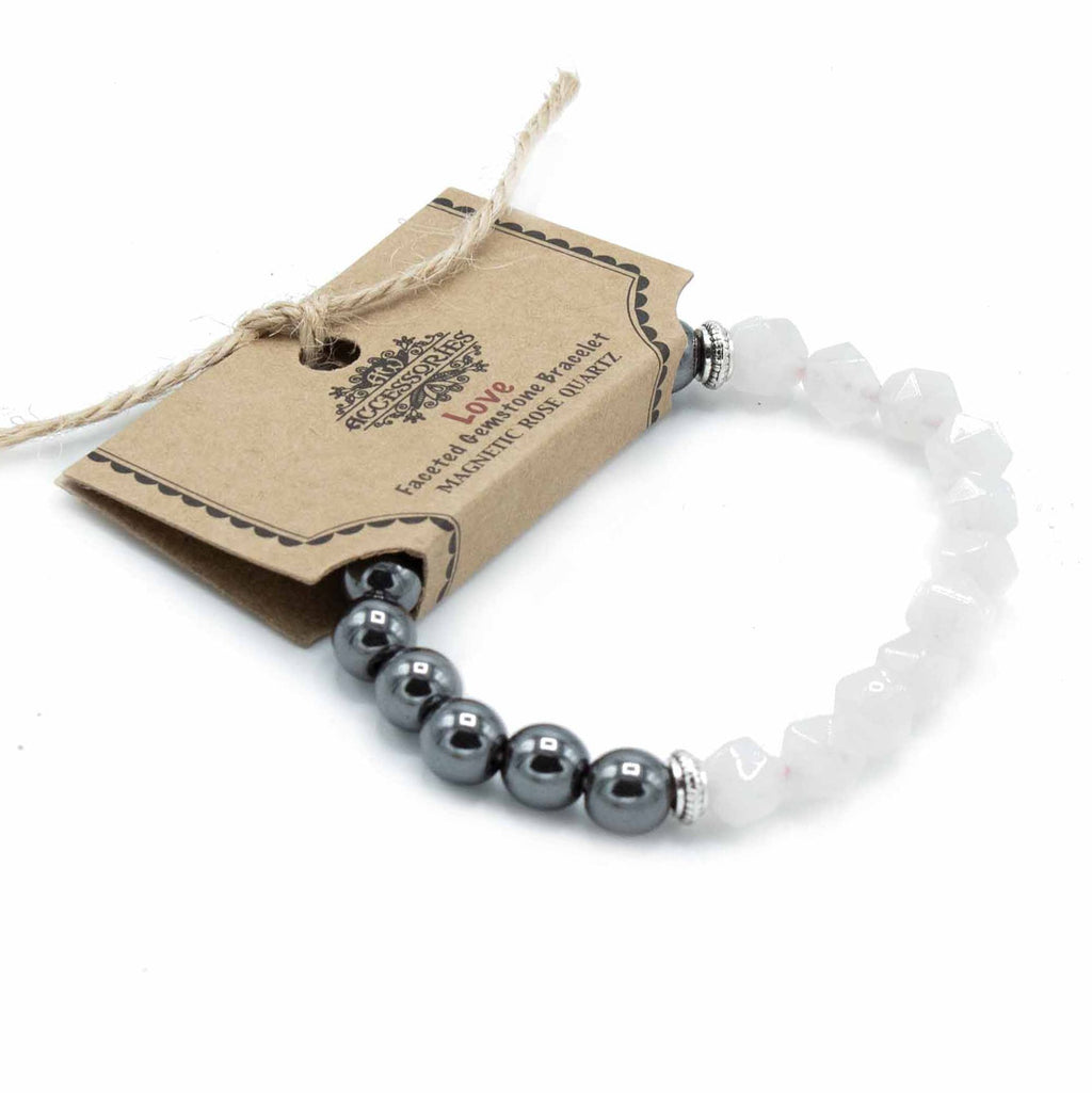 Facettiertes Edelsteinarmband mit Rosenquarz