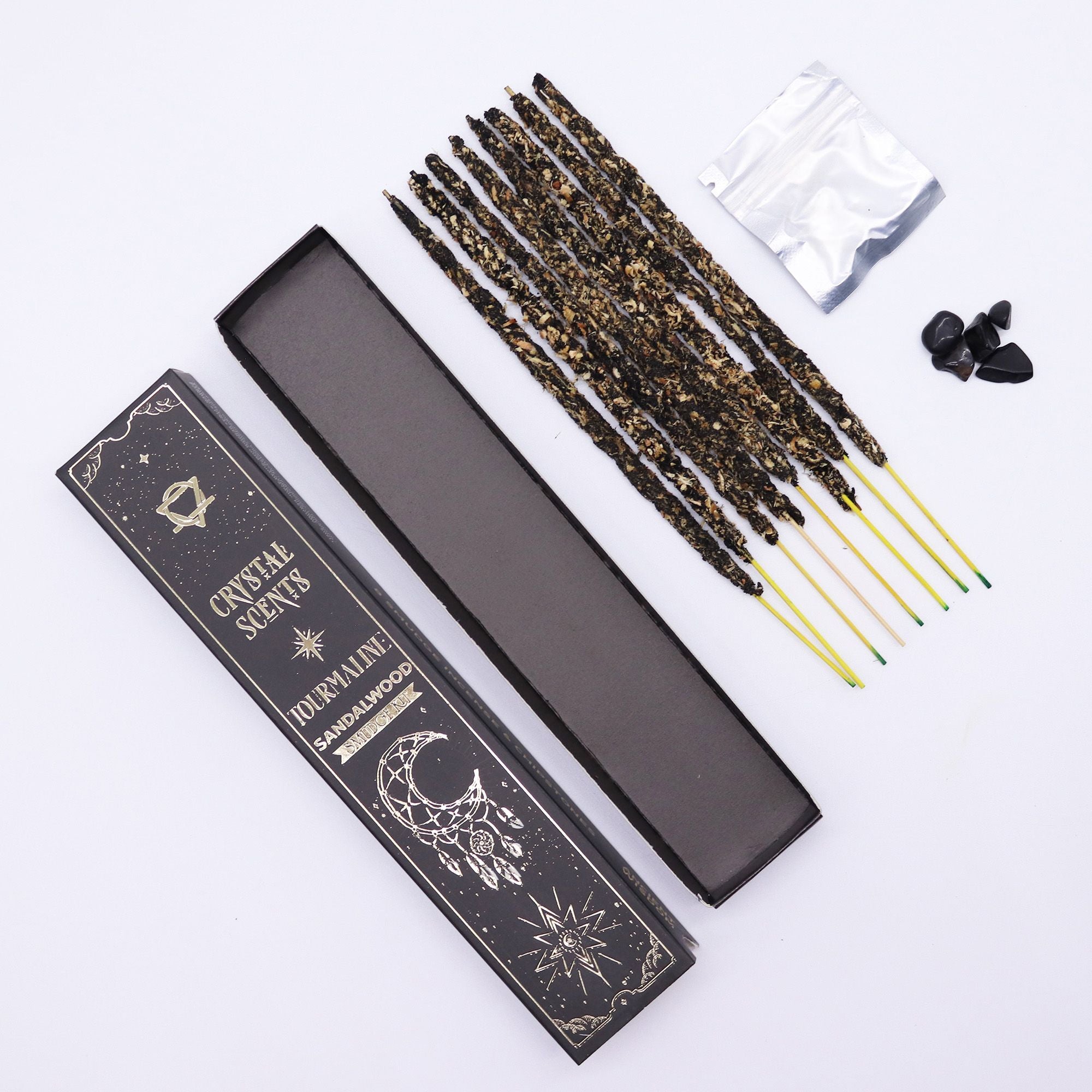 Crystal Scents Räucherstäbchen mit Turmalin – Sandelholz