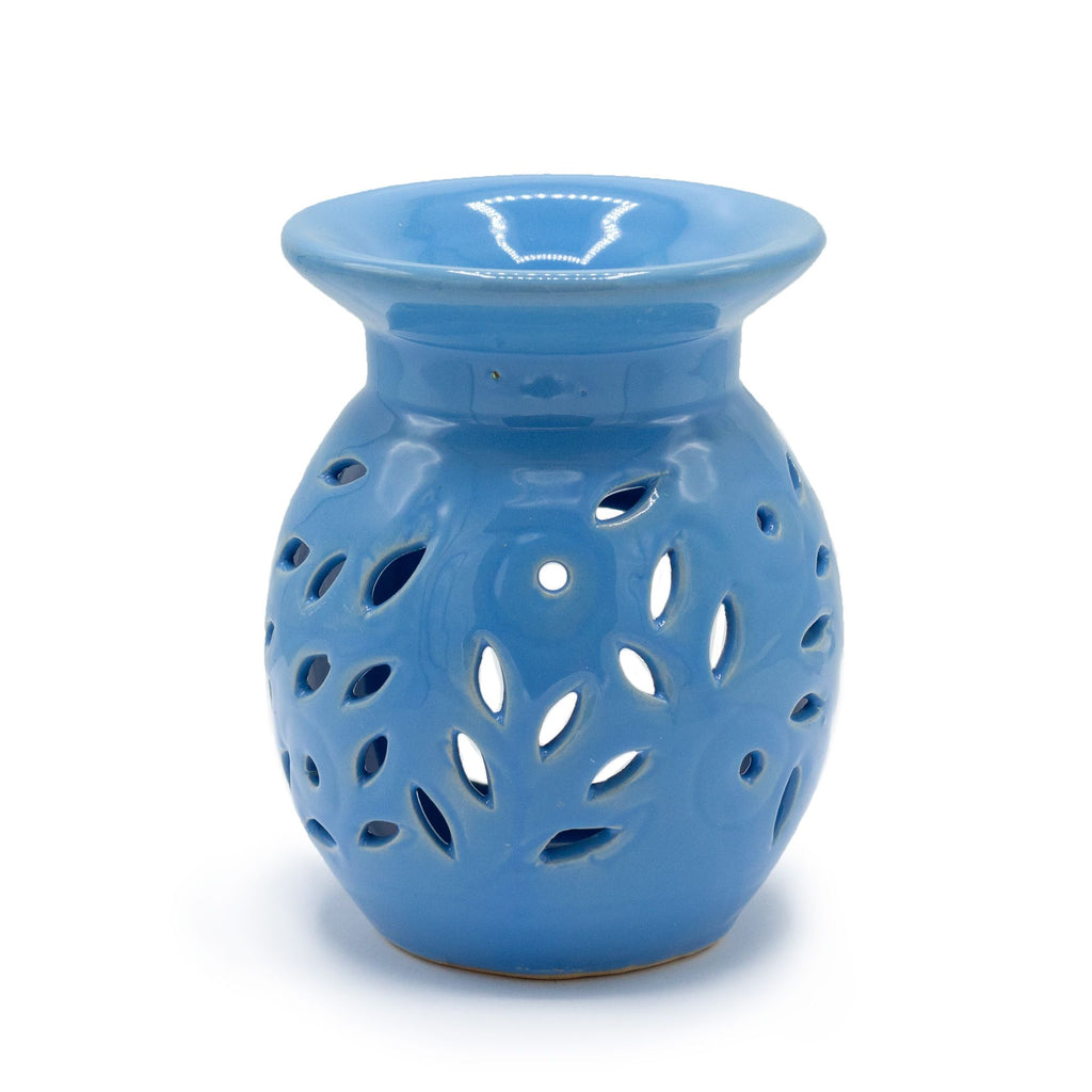 Florale Duftlampe aus Keramik - Meeresblau