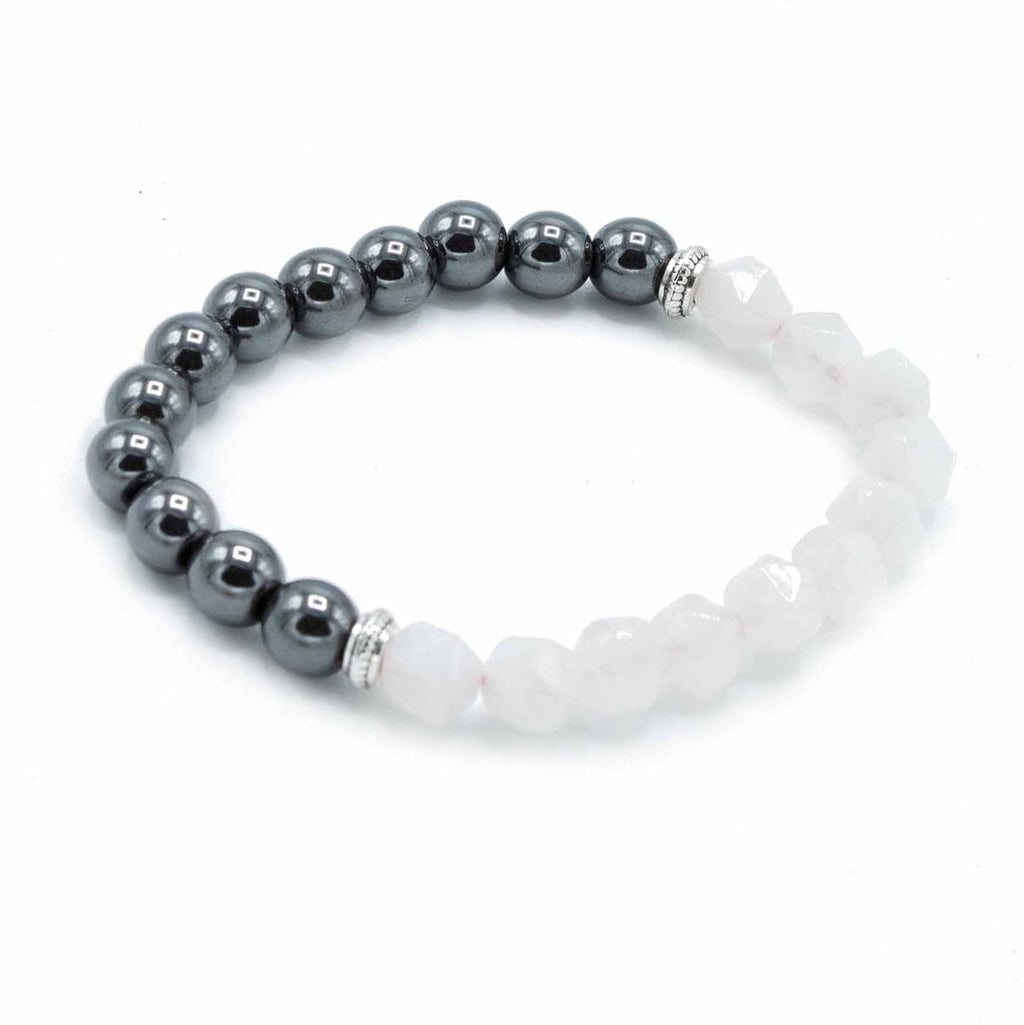 Facettiertes Edelsteinarmband mit Rosenquarz