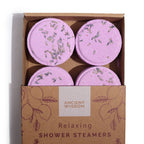 Aromatherapie Zen Duschbomben Set „Relaxing“ – 4 Shower Steamer bei Stress & innerer Unruhe