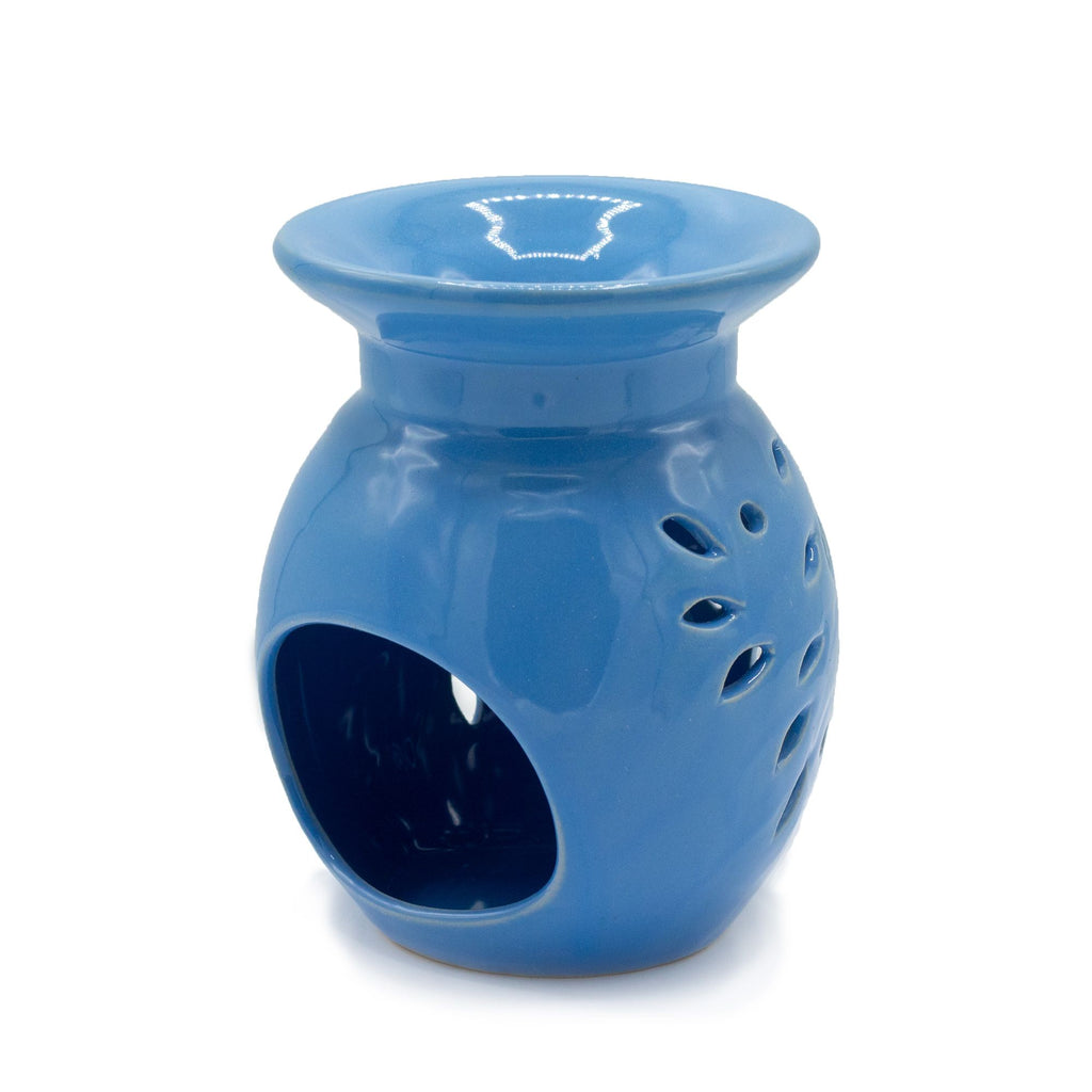 Florale Duftlampe aus Keramik - Meeresblau