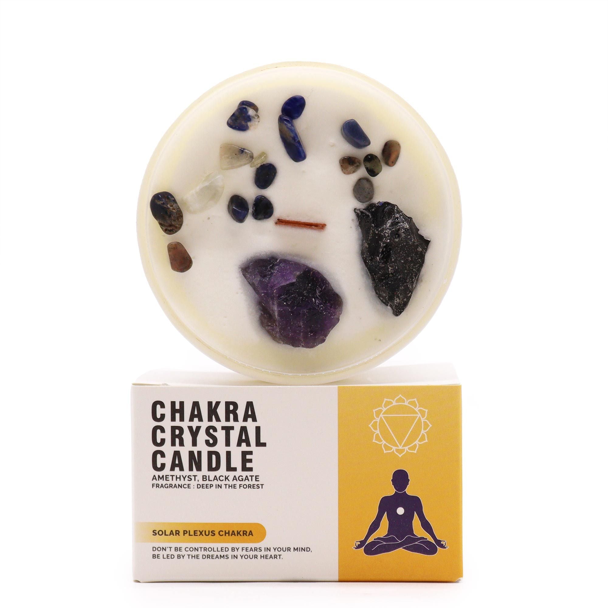 Chakra-Kristallkerze - Solarplexuschakra für Stärke & Selbstvertrauen