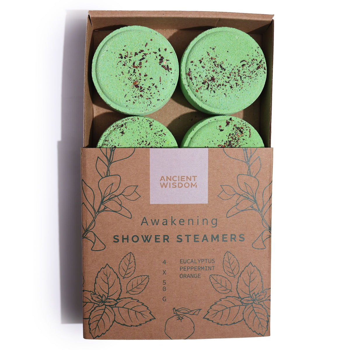 Aromatherapie Zen Duschbomben Set „Awakening“ – 4 Shower Steamer für Wachheit & einen aktiven Start
