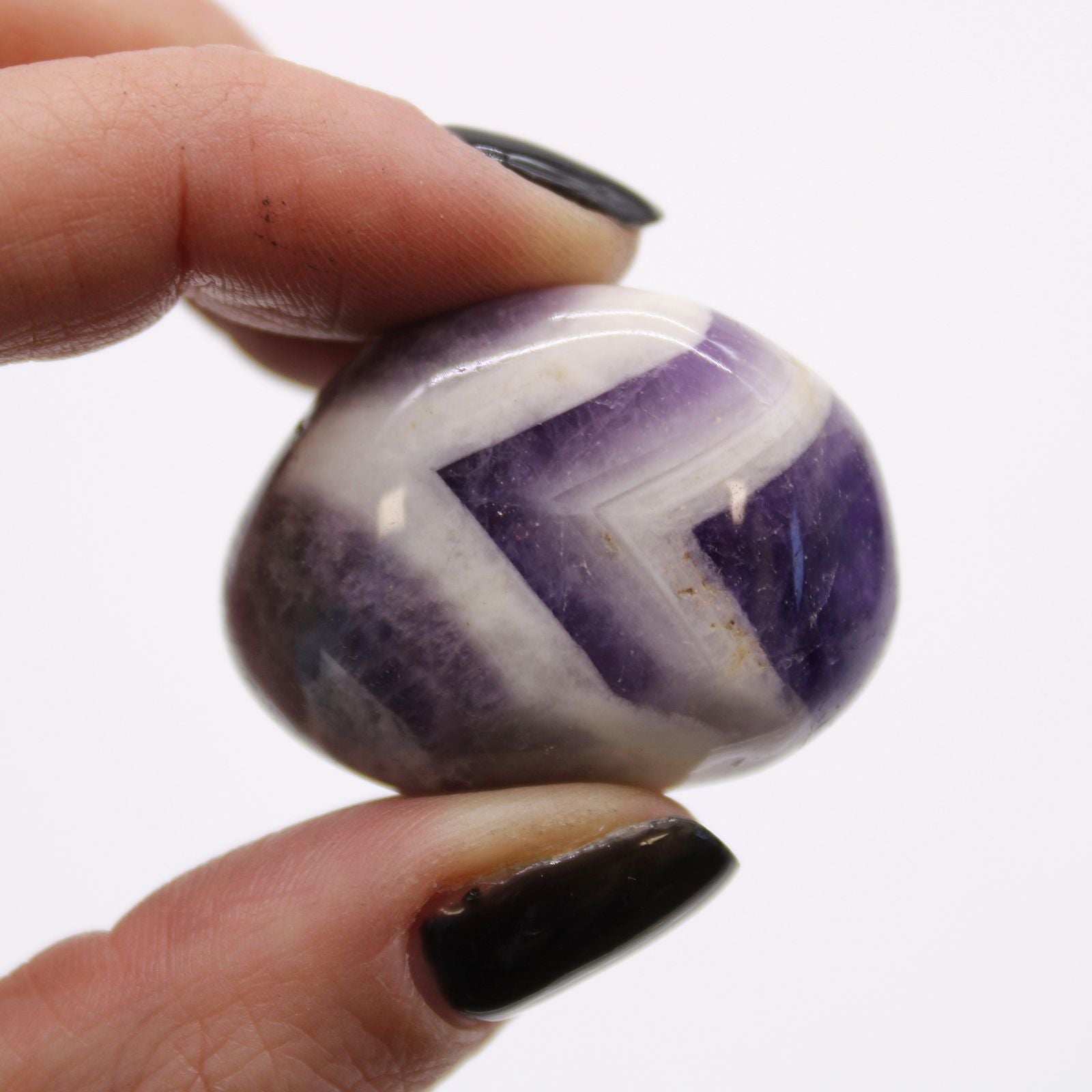 Amethyst - Chevron - 12 mittlere afrikanische Trommelsteine