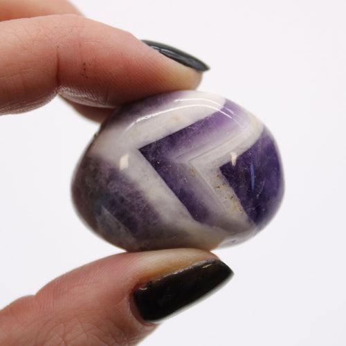 Amethyst - Chevron - 12 mittlere afrikanische Trommelsteine