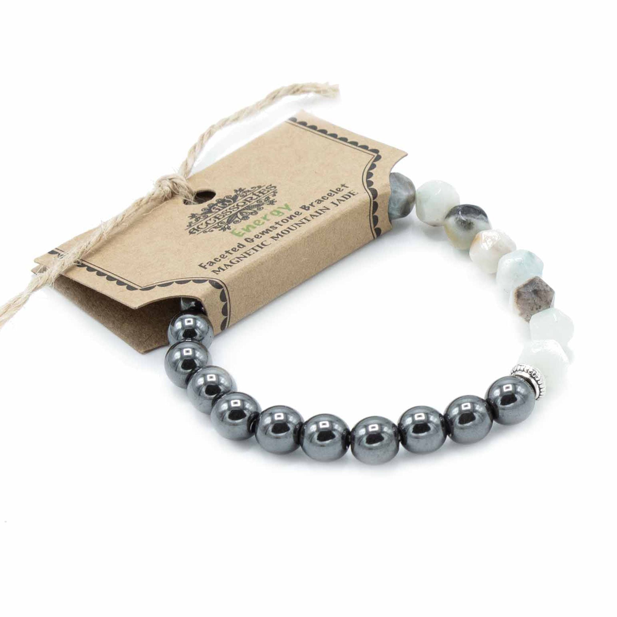 Facettiertes Edelsteinarmband mit Bergjade