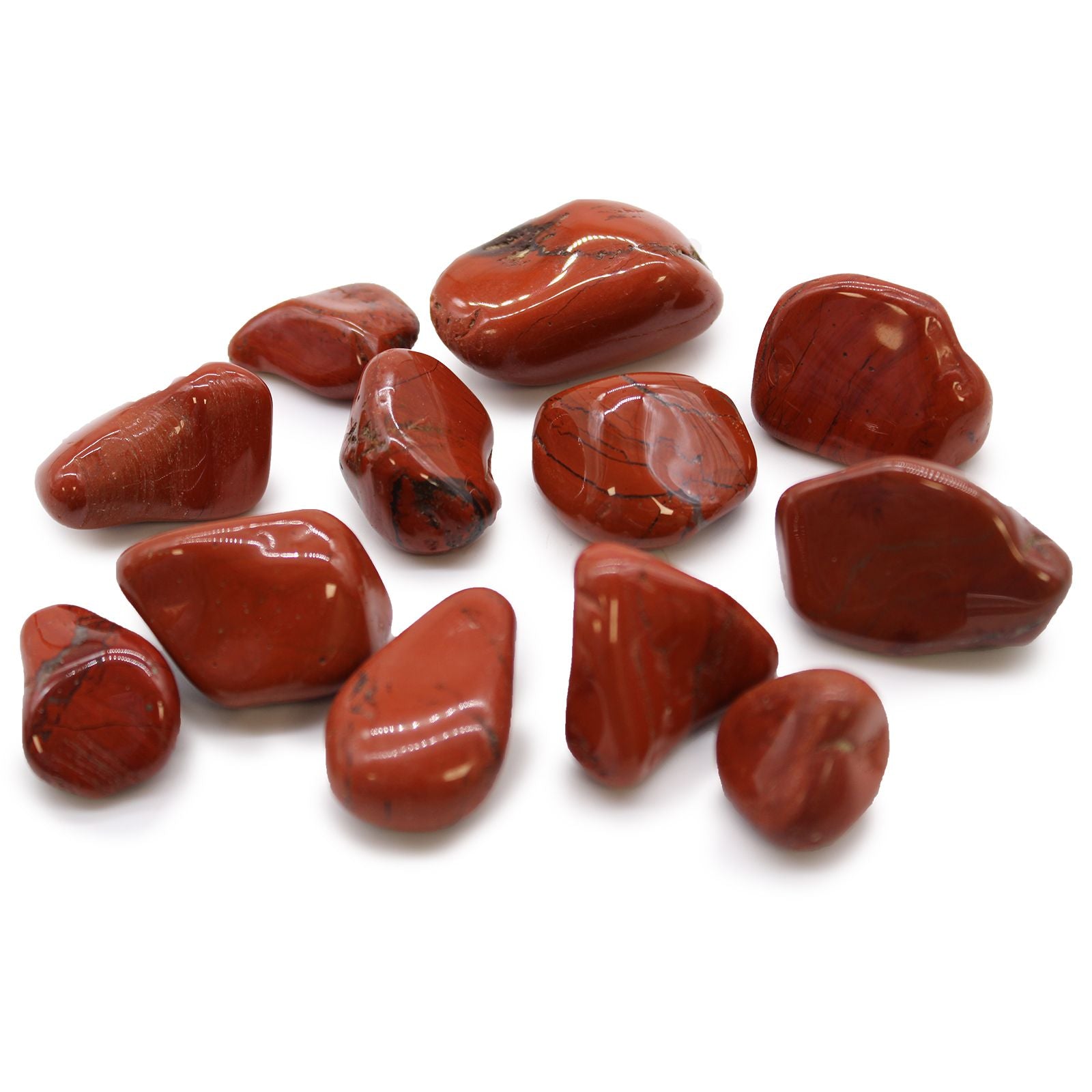 Jaspis - Rot - 12 mittlere afrikanische Trommelsteine