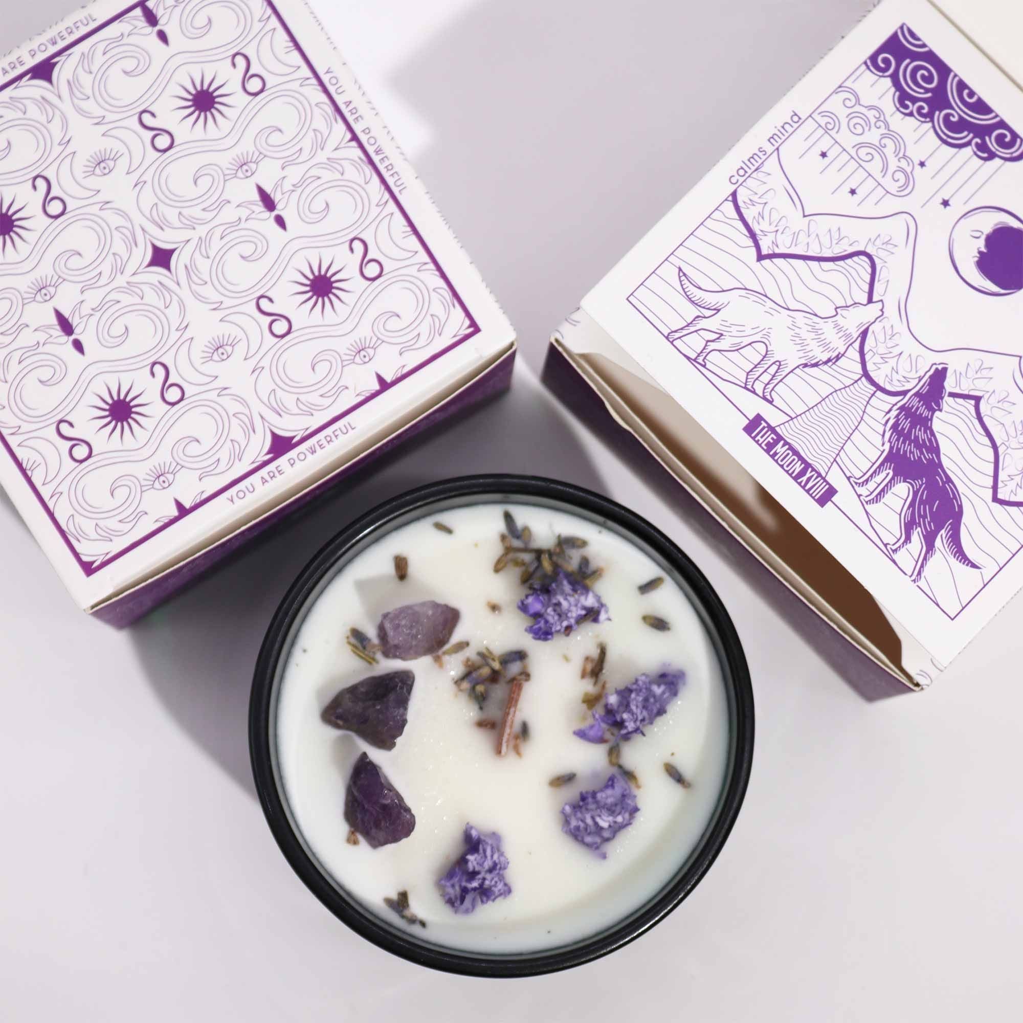 Hop Hare - Crystal Magic Kerze „The Moon“ - Lavendel & Amethyst