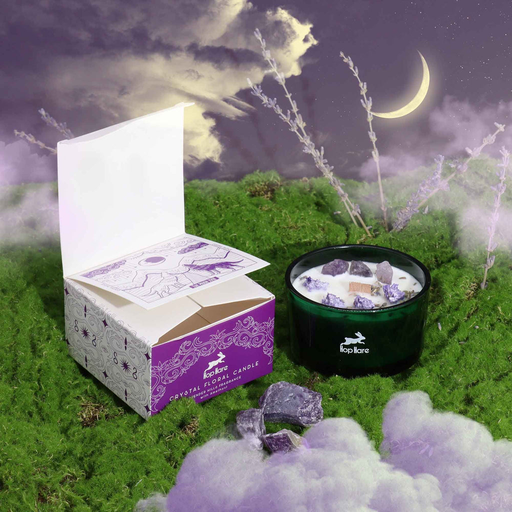 Hop Hare - Crystal Magic Kerze „The Moon“ - Lavendel & Amethyst