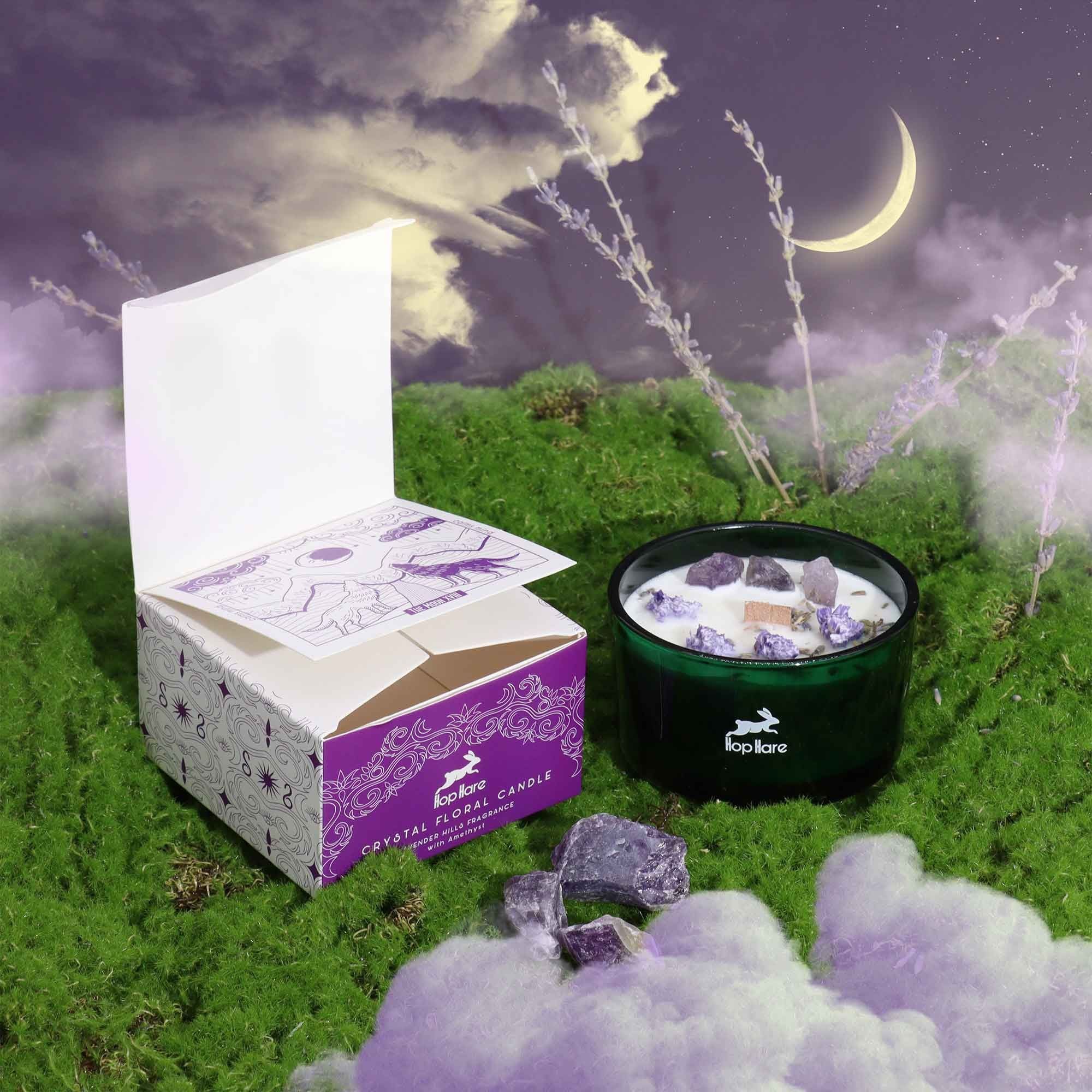 Hop Hare - Crystal Magic Kerze „The Moon“ - Lavendel & Amethyst