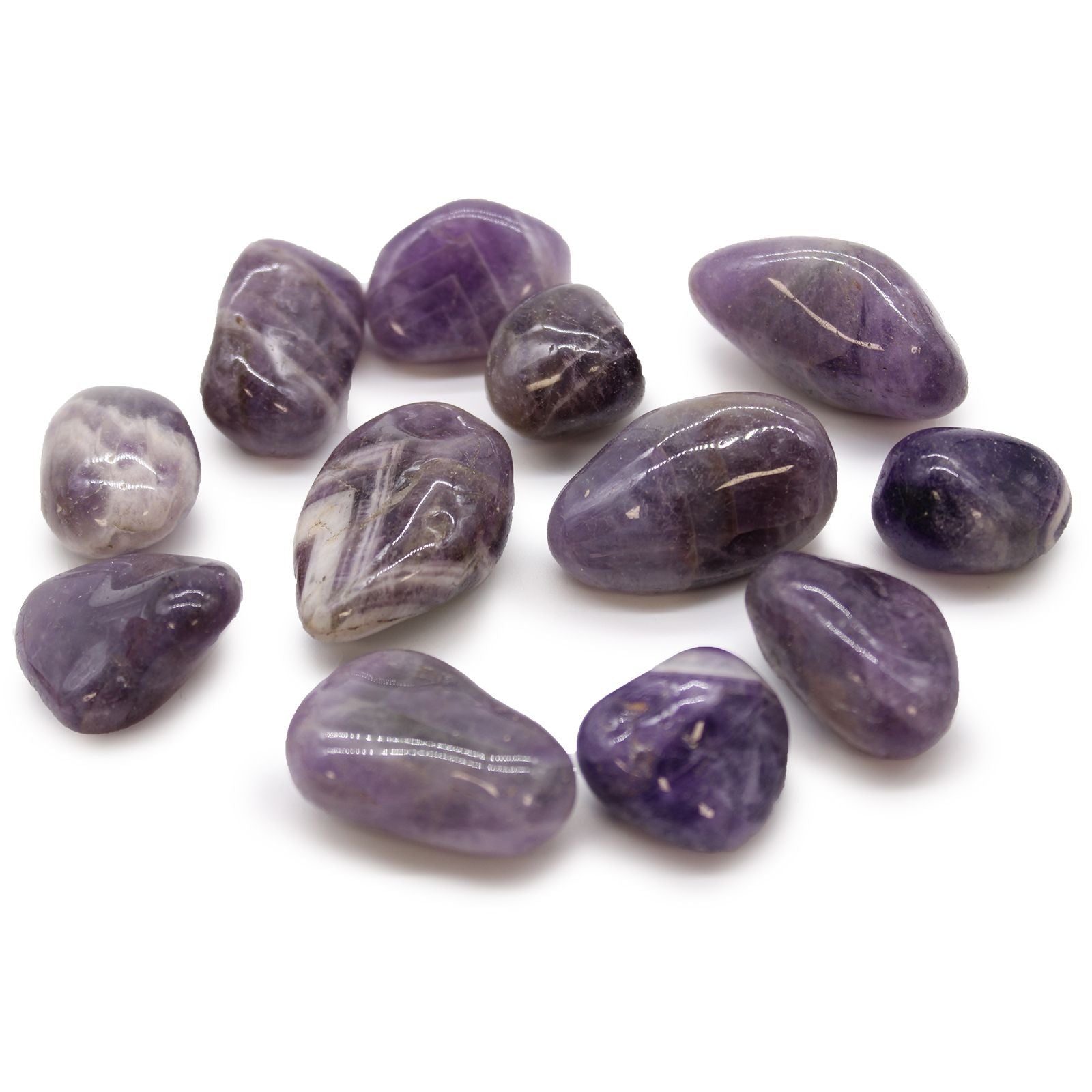 Amethyst - 12 mittlere afrikanische Trommelsteine