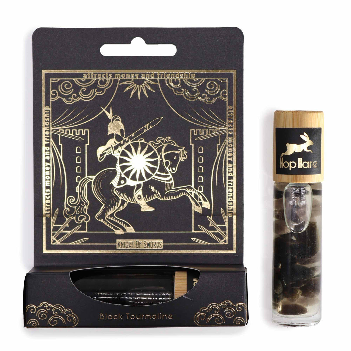 Tarot Roll-On "The Knight of Swords" – äth. Öle & Turmalin für Schutz & Mut