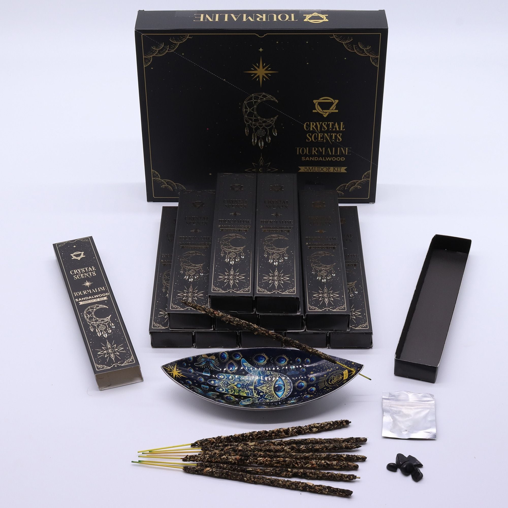 Crystal Scents Räucherstäbchen mit Turmalin – Sandelholz
